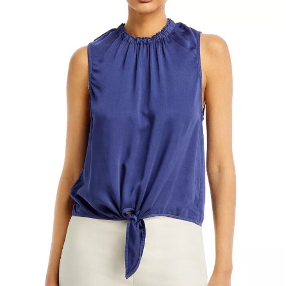Bella Dahl Shirred Tie-Hem Top Marine Blue